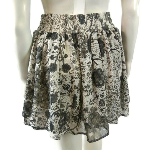 CONVERSE One Star Flowy Layer Floral Skirt 8 Mini Micro Stretch Wide Waist Band - Picture 4 of 6